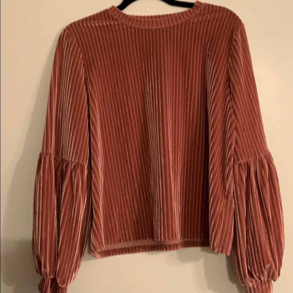 Balloon Sleeve Velvet Top